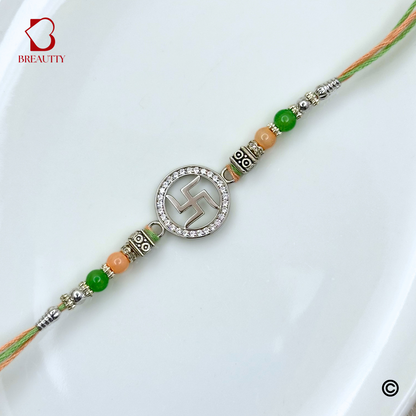 BREAUTTY RAKSHA BANDHAN 925 STERLING SILVER RAKHI  "SWASTIK"    | HALLMARK