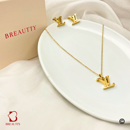 BREAUTTY 18K GOLD PLATED LOUIS VUITTON INSPIRED PENDANT SET