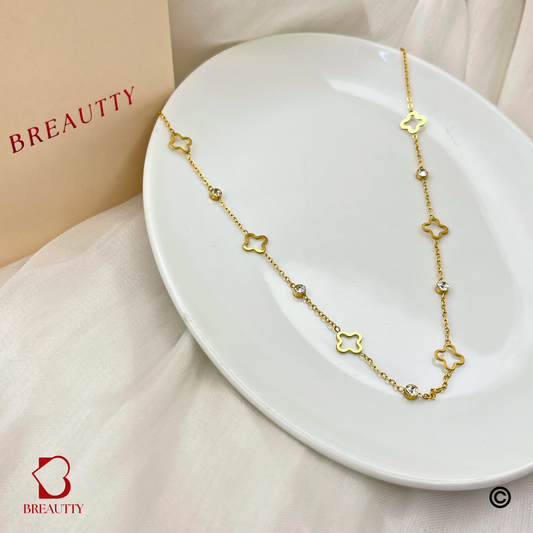 BREAUTTY 18K GOLD PLATED  HOLLOW CLOVER CHAIN FOR EVERYDAY LOOK