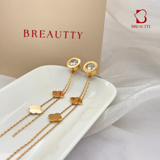 BREAUTTY 18K GOLD PLATED LONG HANGING EARRINGS BVLGARI INSPIRED | EFFORTLESS GLAMOUR