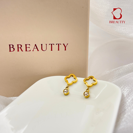 BREAUTTY 18K GOLD PLATED HOLLOW CLOVE