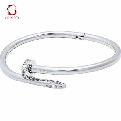 BREAUTTY PURE 92.5 STERLING SILVER NAIL DESIGN BRACELET