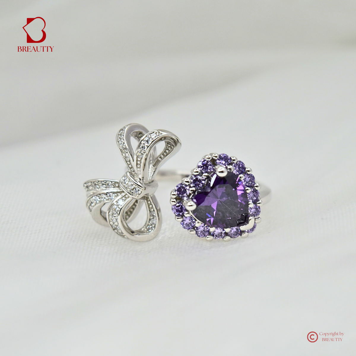 BREAUTTY 925 STERLING SILVER AMETHYST STONE RING FOR WOMAN|  GIFTING RING