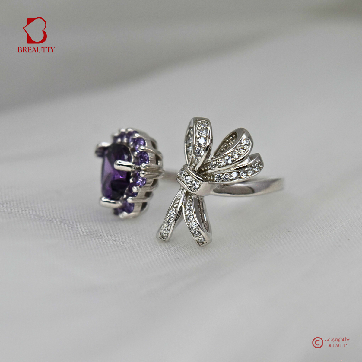 BREAUTTY 925 STERLING SILVER AMETHYST STONE RING FOR WOMAN|  GIFTING RING