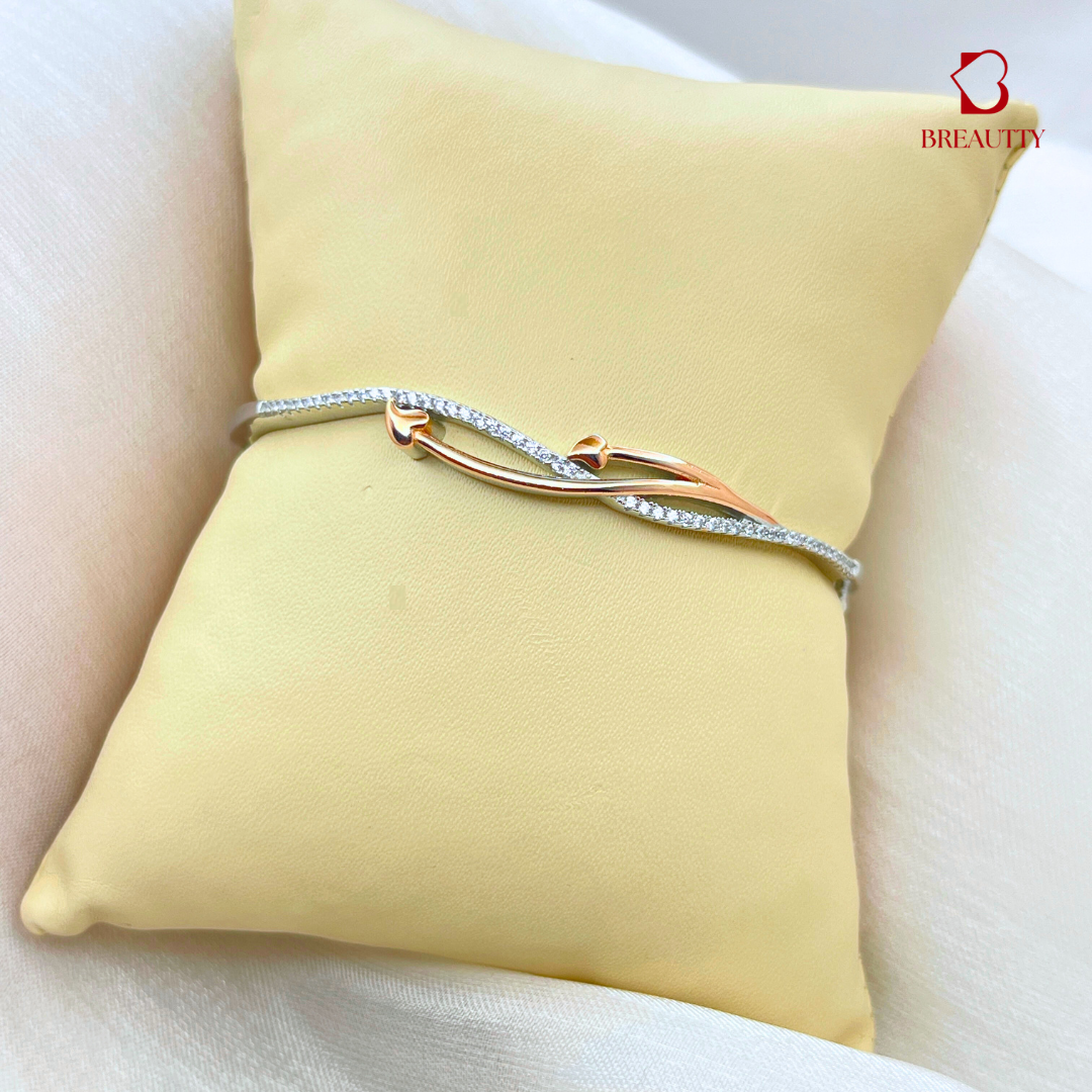 BREAUTTY INFINITY HEART CUFF BRACELET  IN DUAL TONE ROSE GOLD AND SILVER