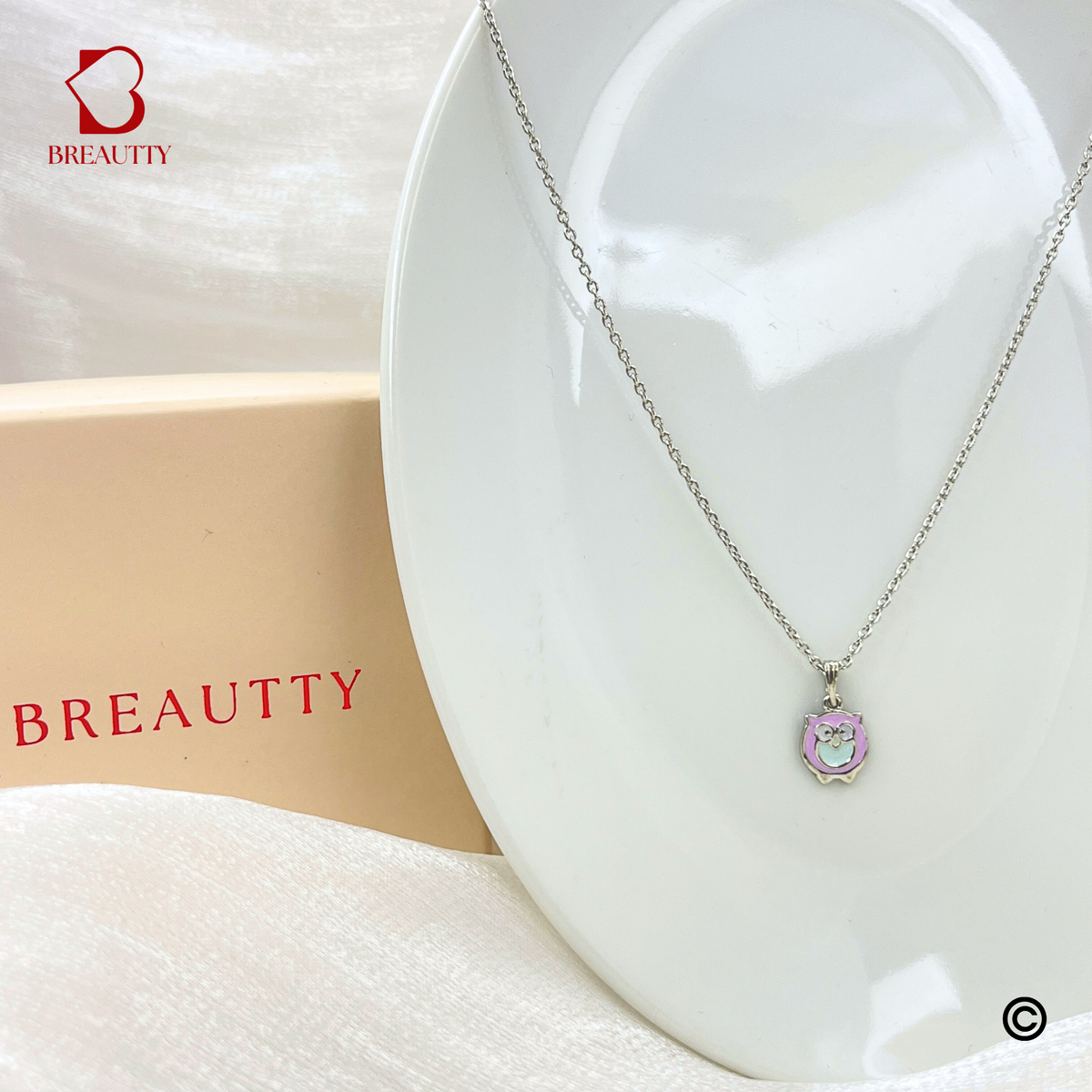 BREAUTTY 92.5 SILVER OWL NECKLACE FOR GIRLS – SMART & CUTE GIFT IDEA