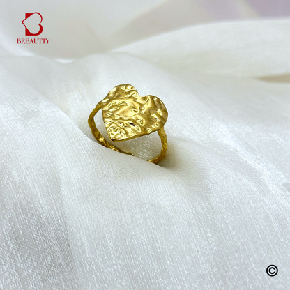 BREAUTTY GOLDEN  HAMMERED HEART RING |ADJUSTABLE
