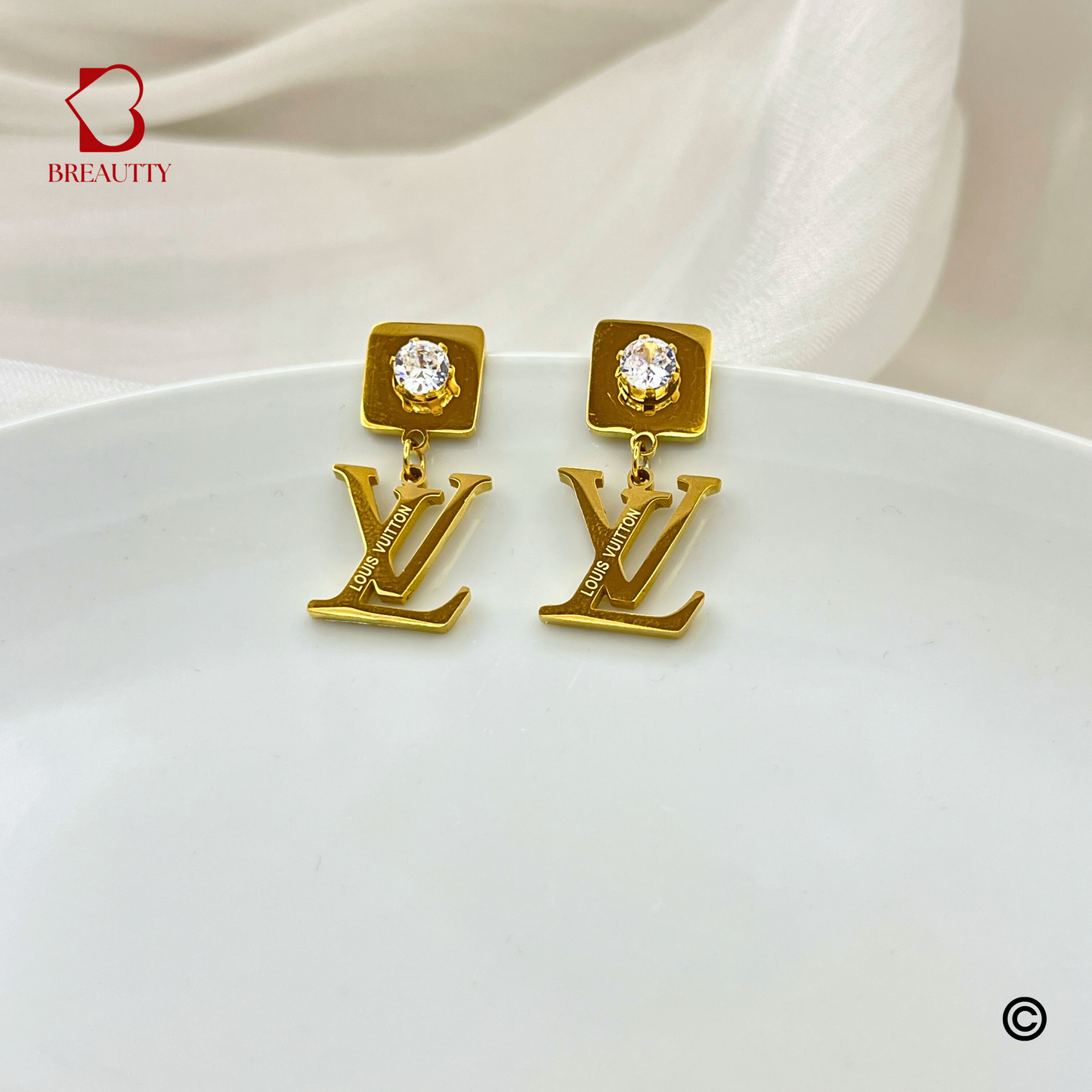 BREAUTTY 18K GOLD PLATED LOUIS VUITTON EARRINGS WITH STUDS