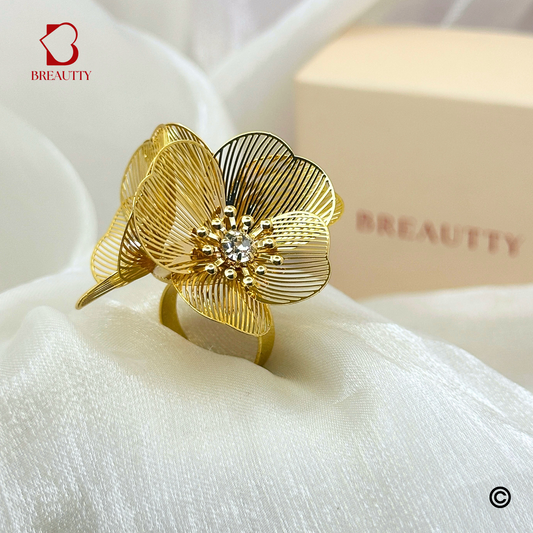 BREAUTTY 3D BUZZ FLOWER GOLDEN RING