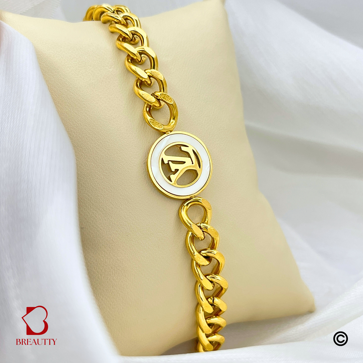 BREAUTTY 18K GOLD PLATED BRAND L AND V INSPIRED BRACELET