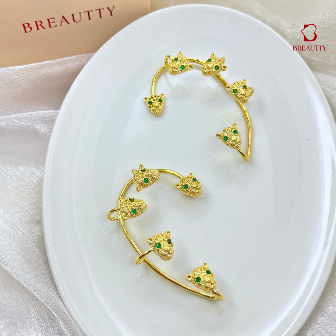 BREAUTTY LEOPARD ICONIC 18K  GOLD PLATING EARRING CUFFS