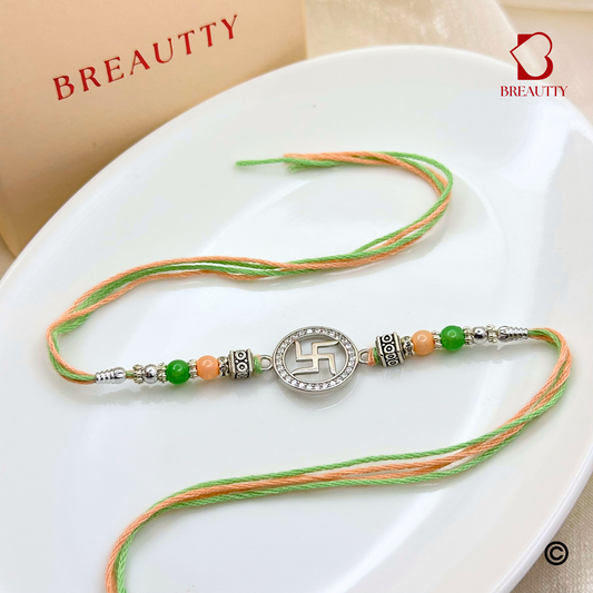 BREAUTTY RAKSHA BANDHAN 925 STERLING SILVER RAKHI  "SWASTIK"    | HALLMARK