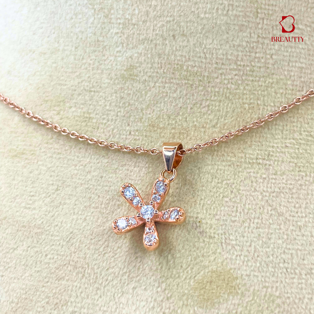 BREAUTTY BLOSSOM ROSE GOLD FLOWER PENDANT SET