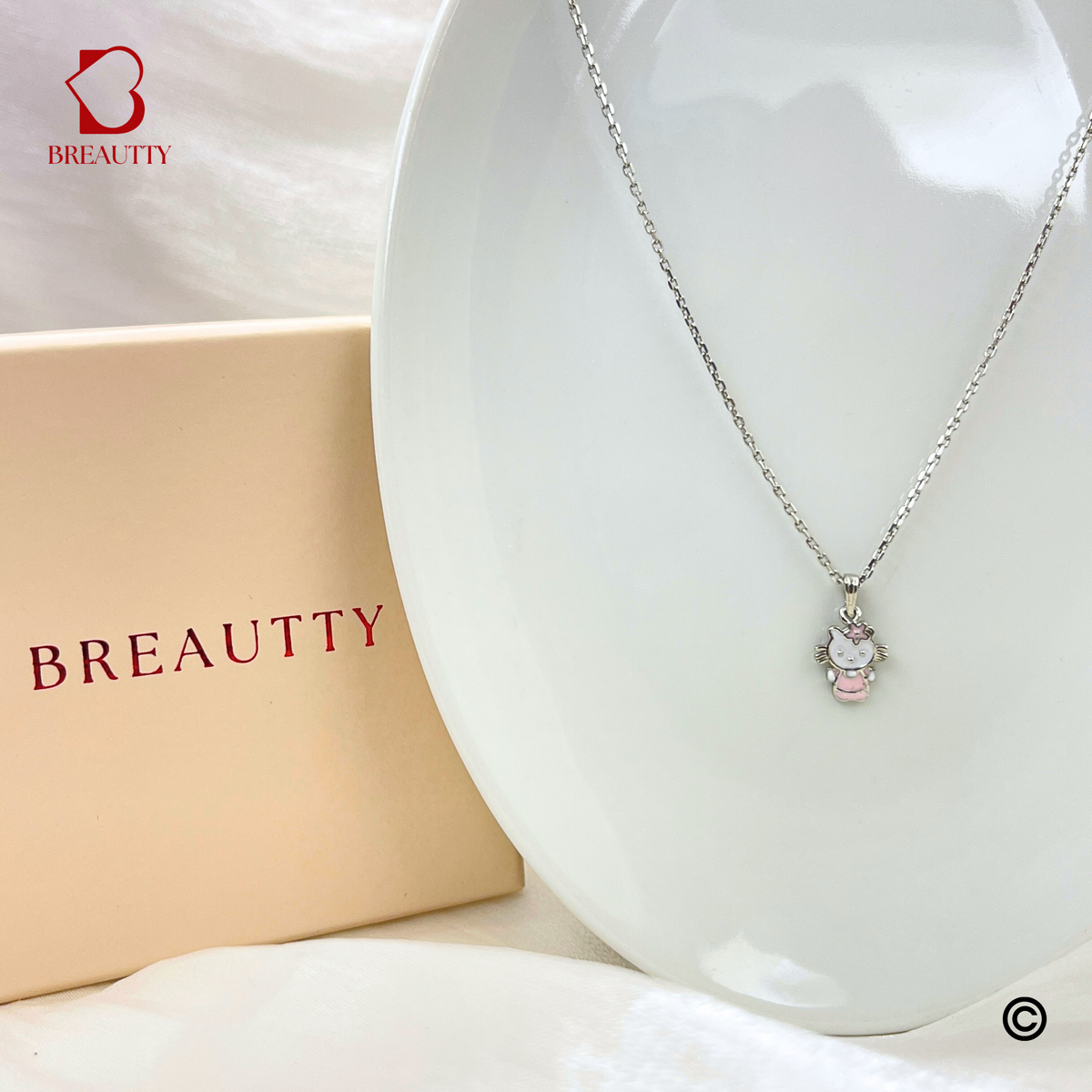 BREAUTTY 92.5 SILVER KITTY NECKLACE FOR LITTLE GIRLS – CUTE DAILY WEAR PENDANT