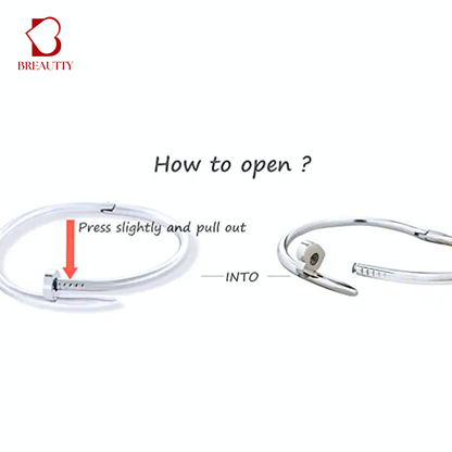 BREAUTTY PURE 92.5 STERLING SILVER NAIL DESIGN BRACELET