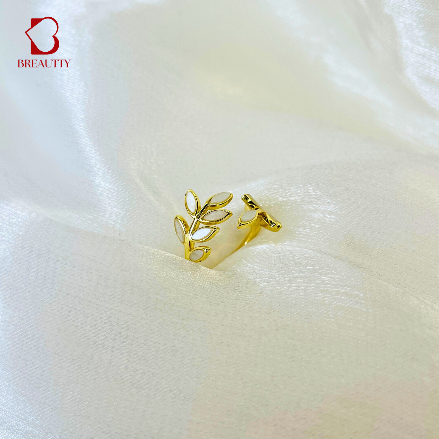 BREAUTTY 18K GOLD PLATED LEAF DESIGN RING | ADJUSTABLE