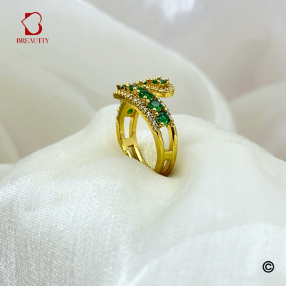 BREAUTTY EMERALD GREEN STONE RING | ADJUSTABLE