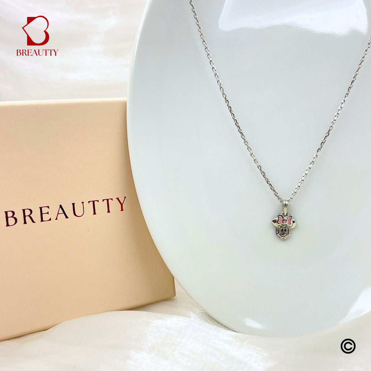 BREAUTTY 92.5 SILVER MICKEY MOUSE NECKLACE FOR GIRLS – FUN CARTOON PENDANT