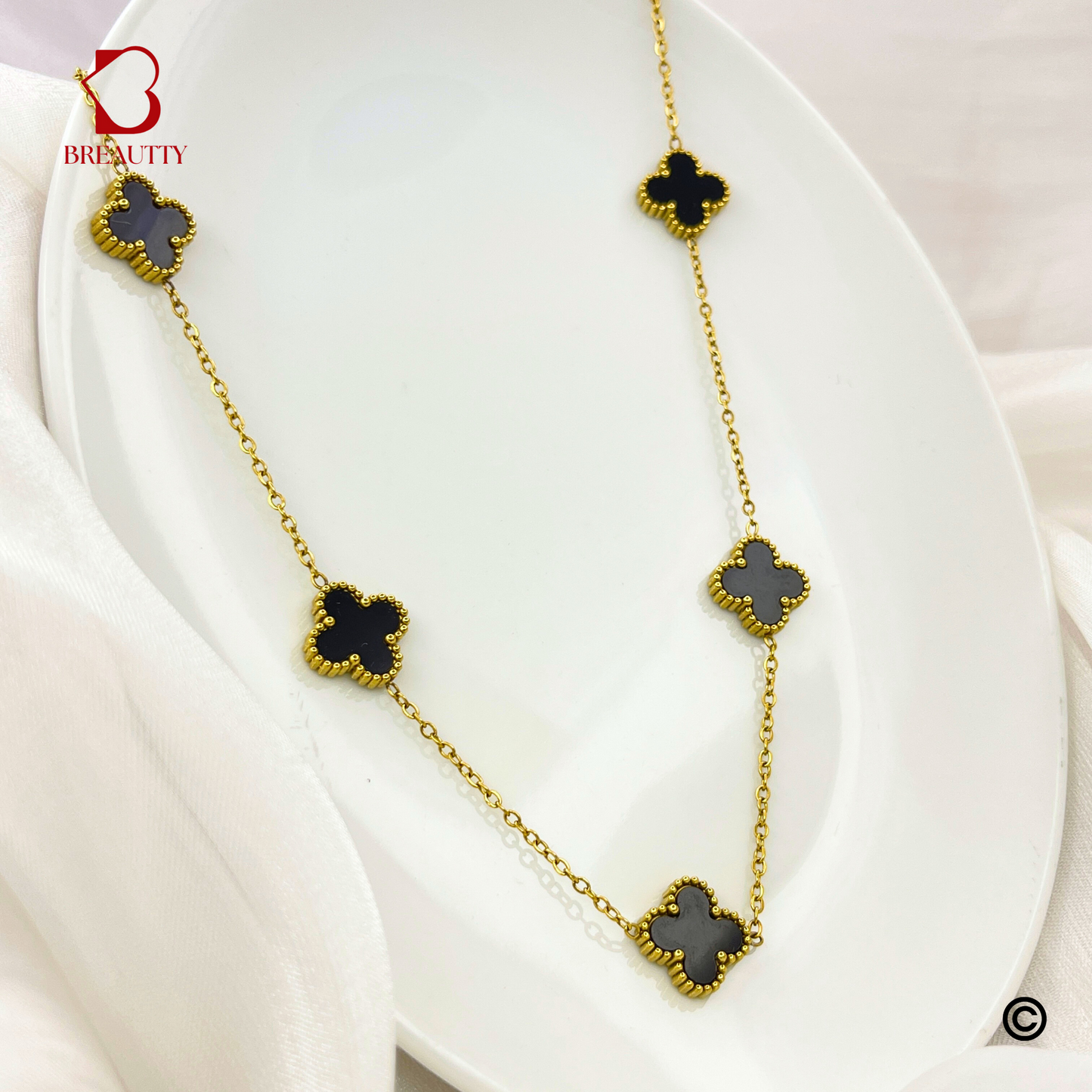 BREAUTTY 18K GOLD PLATED  BLACK CLOVER CHAIN