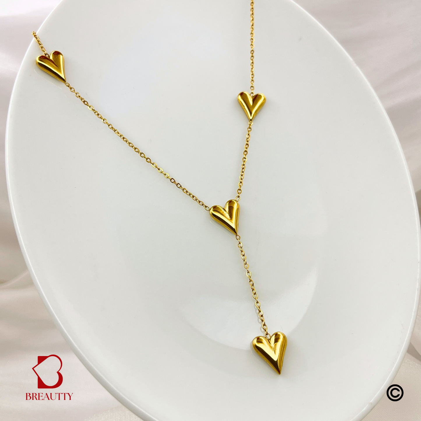 BREAUTTY 18K GOLD PLATED ELEGANT HEART HANGING NECKLACE