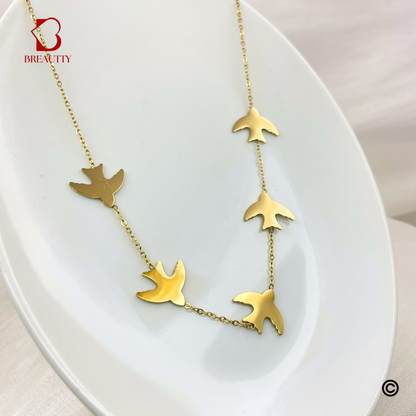 BREAUTTY 18K GOLD PLATED DOVE BIRDS NECKPIECE