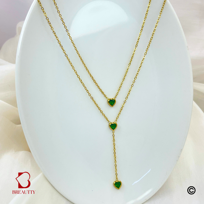 BREAUTTY 18K GOLD PLATED EMERALD HEART SHAPE NECKLACE