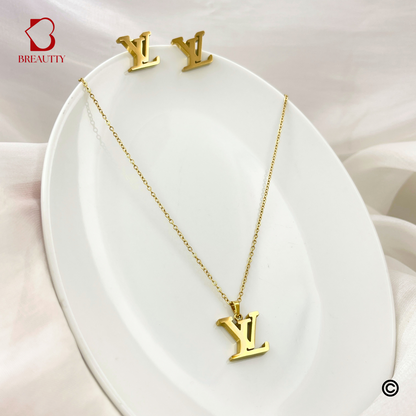 BREAUTTY 18K GOLD PLATED LOUIS VUITTON INSPIRED PENDANT SET