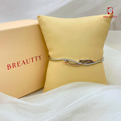 BREAUTTY INFINITY HEART CUFF BRACELET  IN DUAL TONE ROSE GOLD AND SILVER
