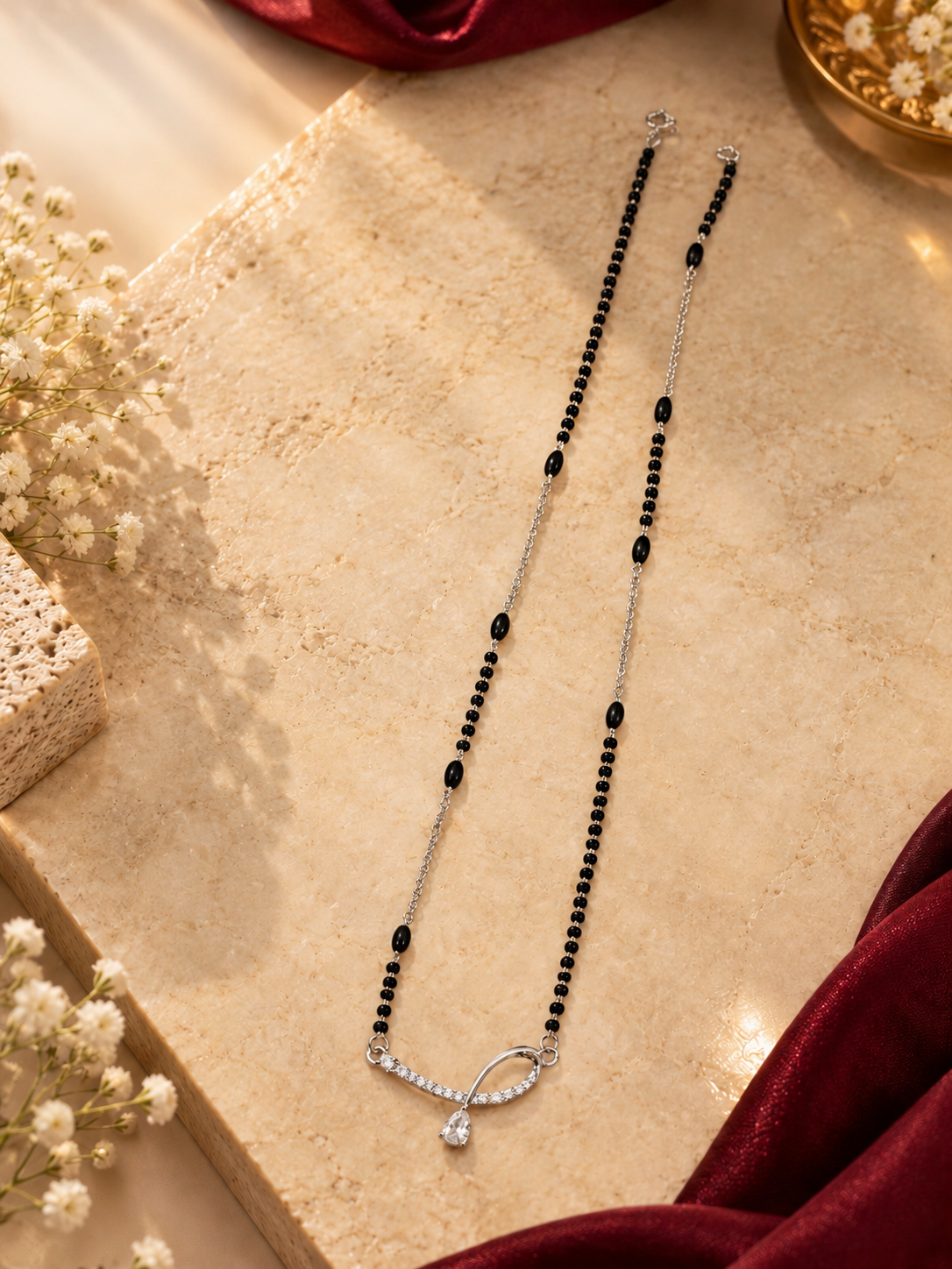 BREAUTTY 92.5 STERLING SILVER SWARNA MANGALSUTRA | LIGHTWEIGHT SILVER MANGALSUTRA