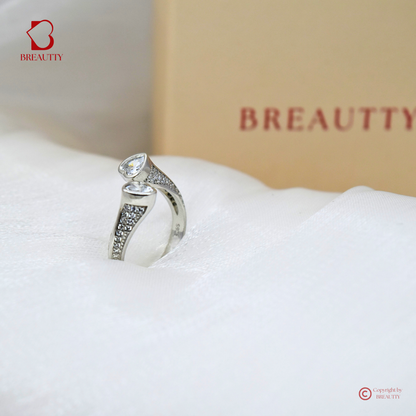 BREAUTTY 925 STERLING SILVER RING  WITH  DUAL HEART DELIGHT | ADJUSTABLE