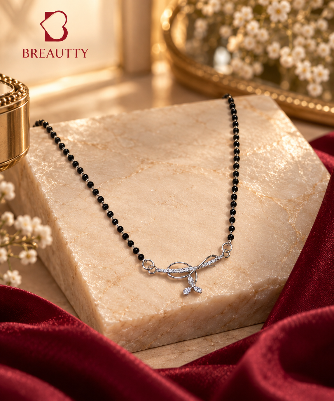 BREAUTTY 92.5 STERLING SILVER ARNA MANGALSUTRA | LIGHTWEIGHT SILVER MANGALSUTRA