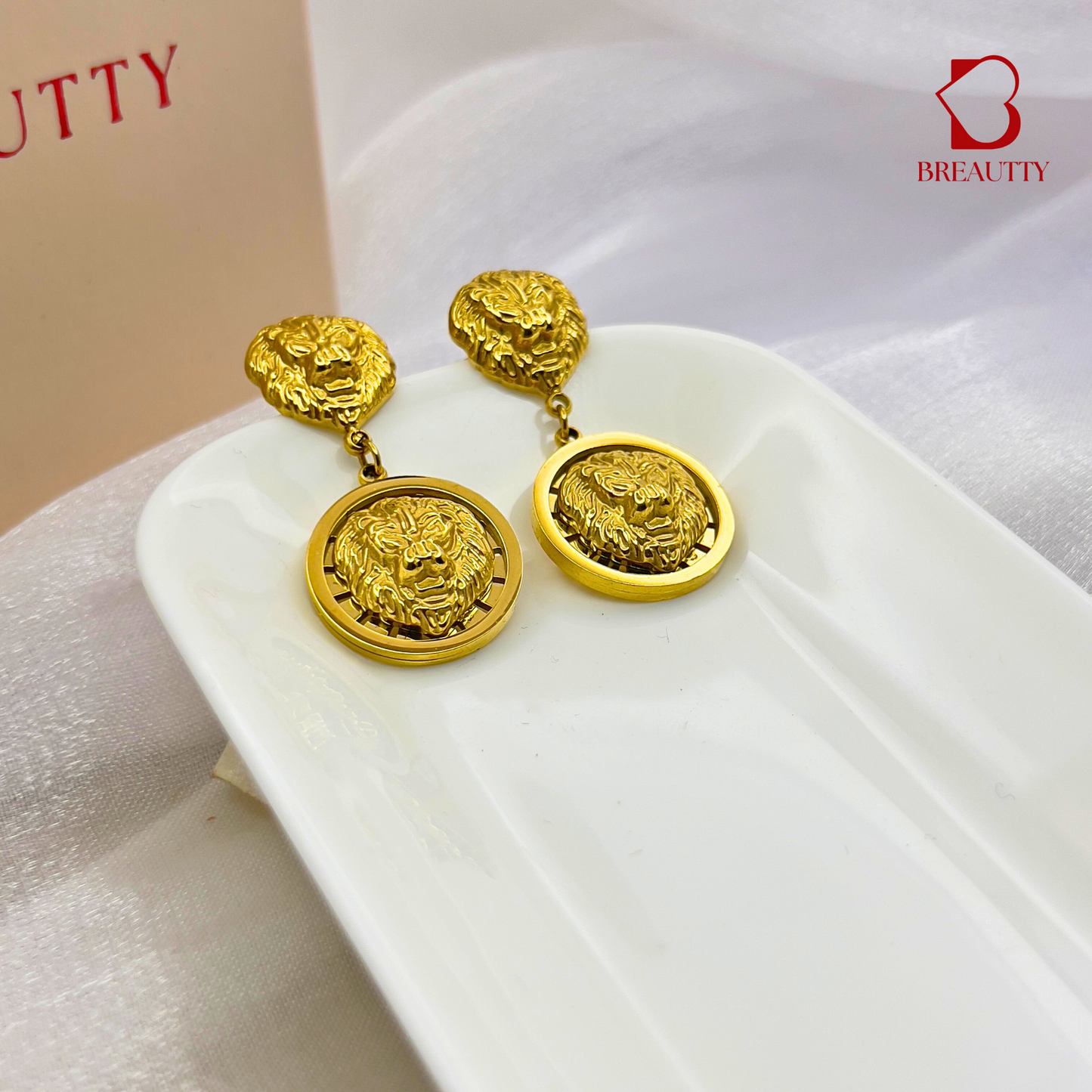 BREAUTTY 18K GOLD PLATED TIGER DESIGN EARRING