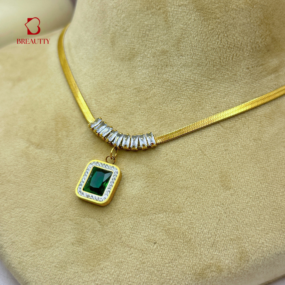 BREAUTTY IMPERIAL EMERALD LUXE SET – 14K GOLD PLATED WATERPROOF JEWELRY