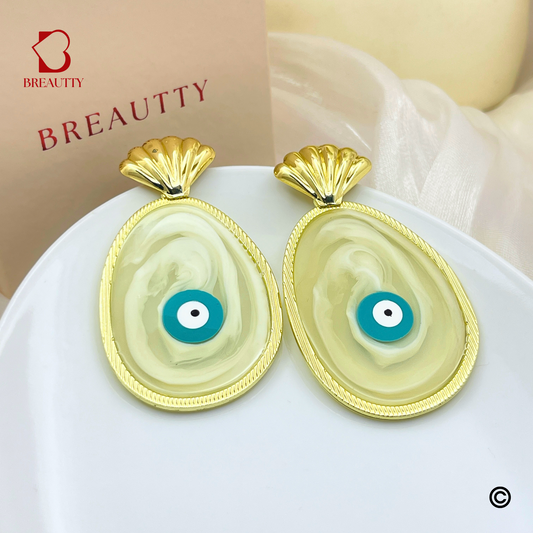 BREAUTTY 18K GOLD PLATED RESIN EVIL EYE EARRINGS