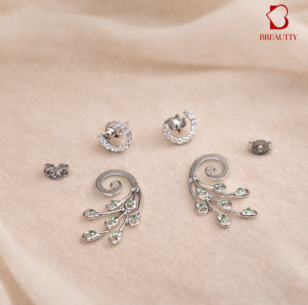 BREAUTTY 925 STERLING SILVER PEACOCK  EARRINGS | DAILY WEAR LUXURY