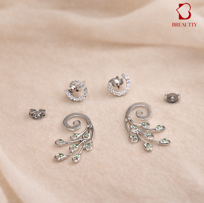 BREAUTTY 925 STERLING SILVER PEACOCK  EARRINGS | DAILY WEAR LUXURY