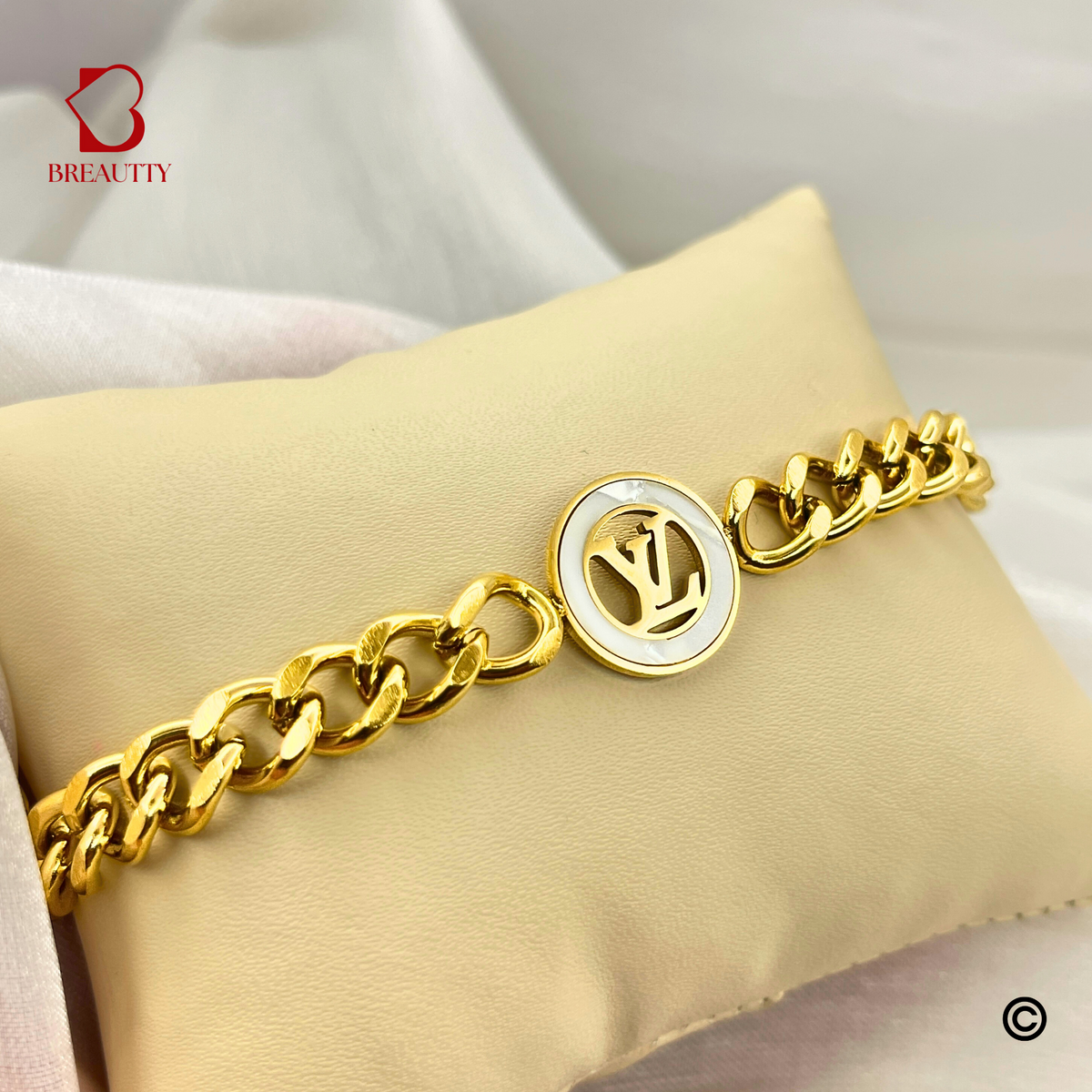 BREAUTTY 18K GOLD PLATED BRAND L AND V INSPIRED BRACELET