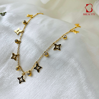 BREAUTTY 18K GOLD-PLATED STAR STUDDED NECKLACE