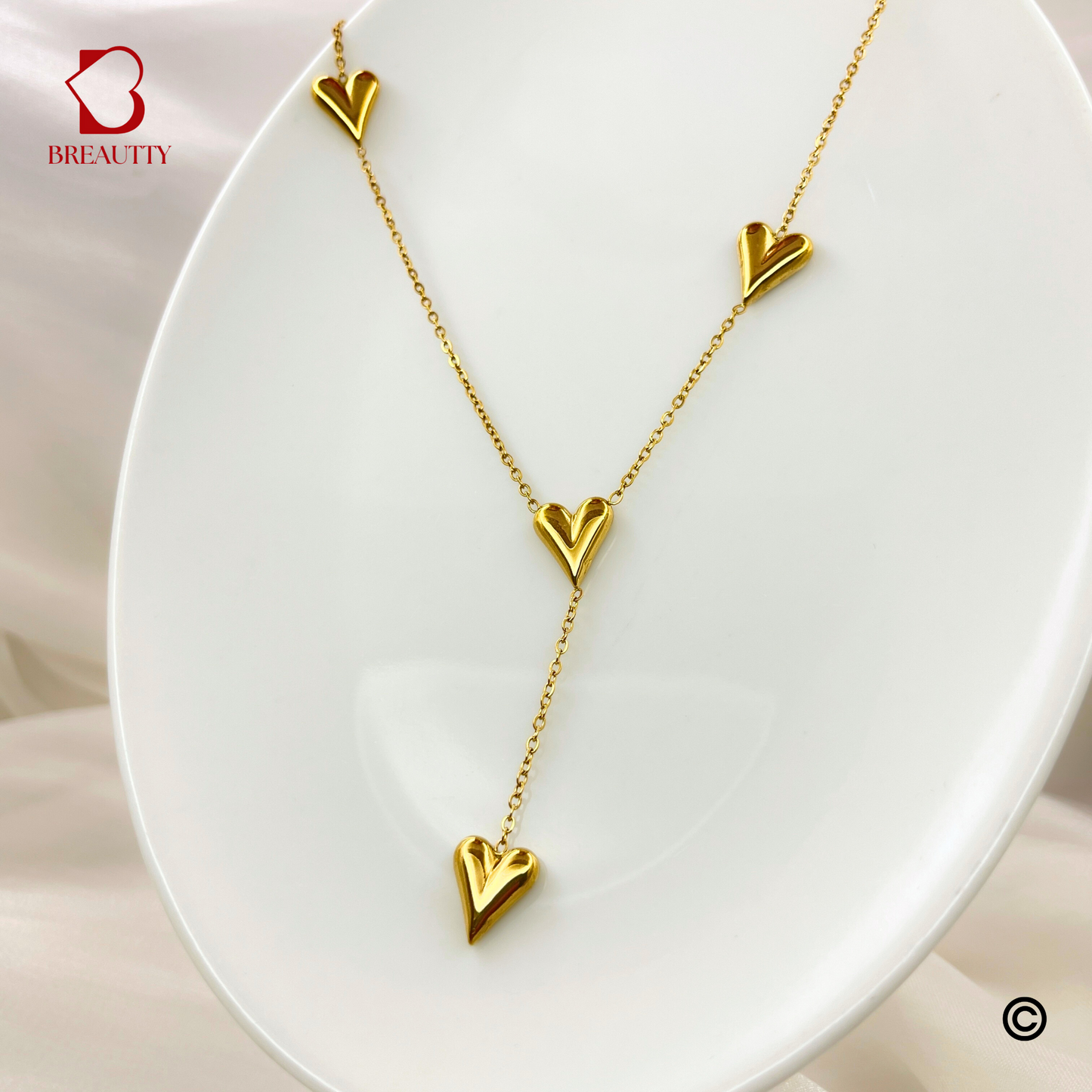 BREAUTTY 18K GOLD PLATED ELEGANT HEART HANGING NECKLACE