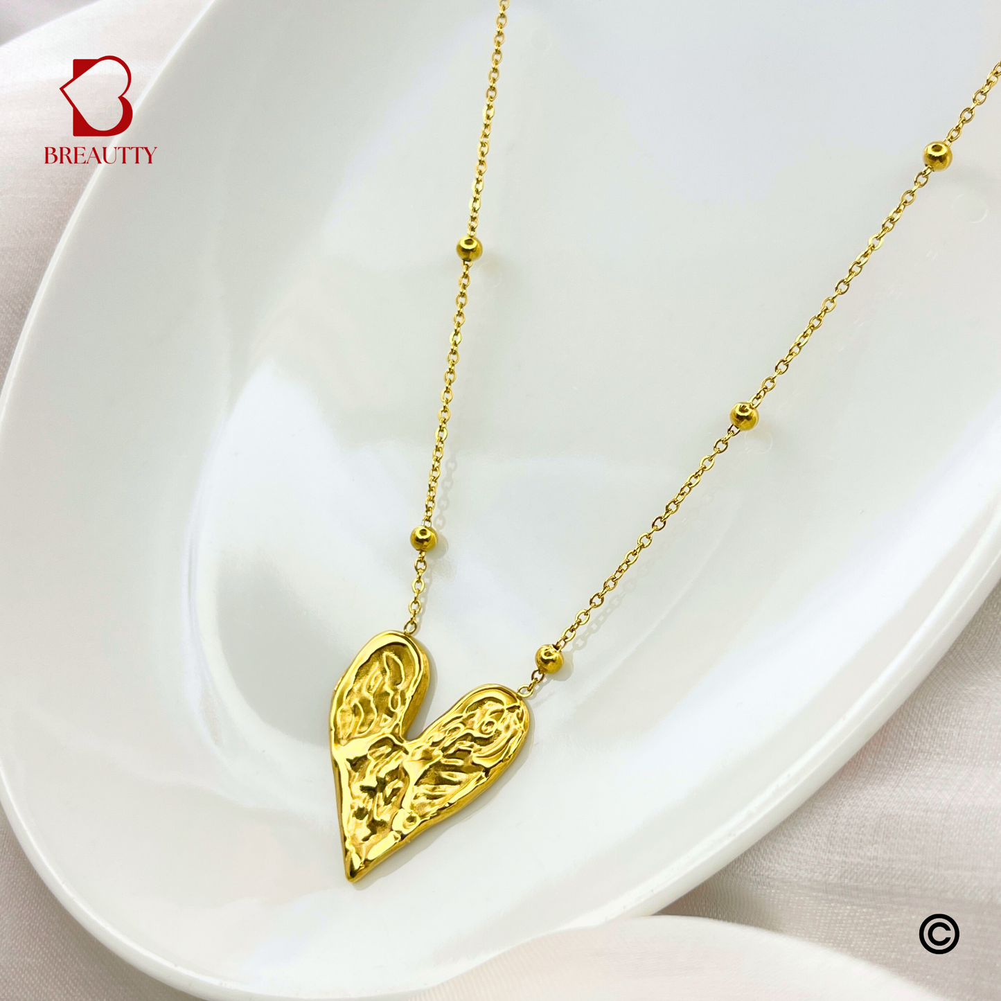 BREAUTTY 18K GOLD PLATED ROMANTIC HEART NECKLACE