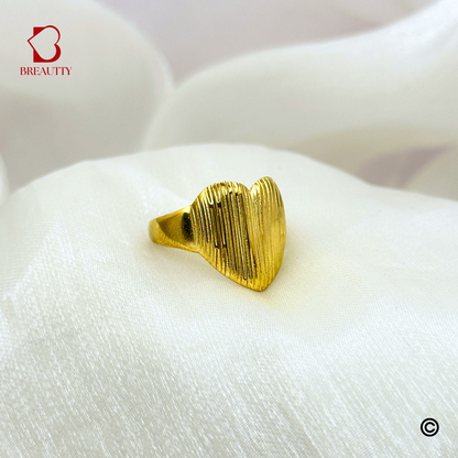 BREAUTTY HEART TEXTURE 18K GOLD PLATED WATERPROOF LIGHTWEIGHT STATEMENT RING – ADJUSTABLE
