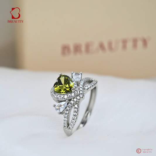 BREAUTTY 925 STERLING SILVER QUEEN RING WITH YELLOW STONE | ADJUSTABLE