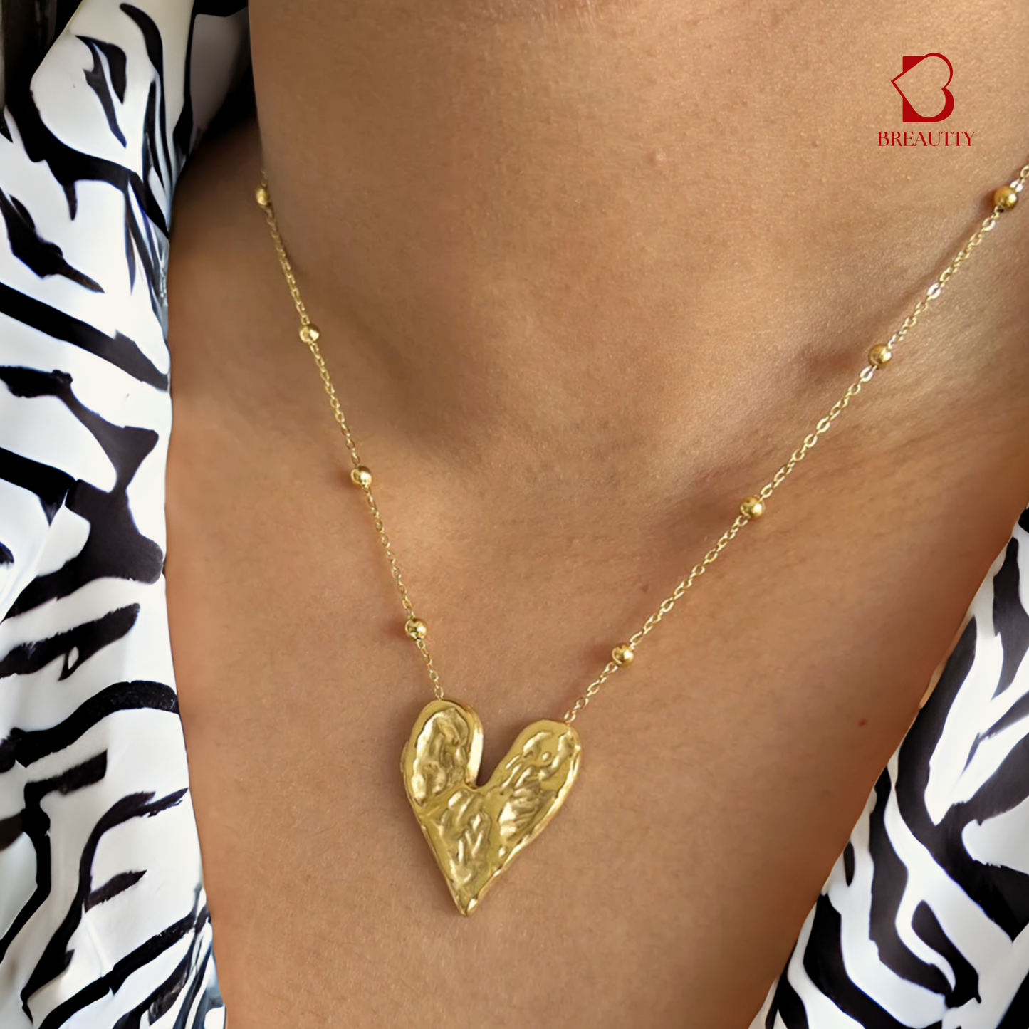 BREAUTTY 18K GOLD PLATED ROMANTIC HEART NECKLACE