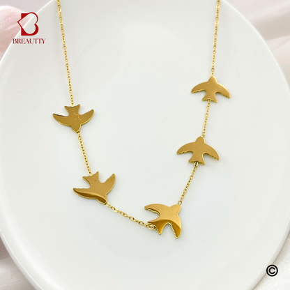 BREAUTTY 18K GOLD PLATED DOVE BIRDS NECKPIECE