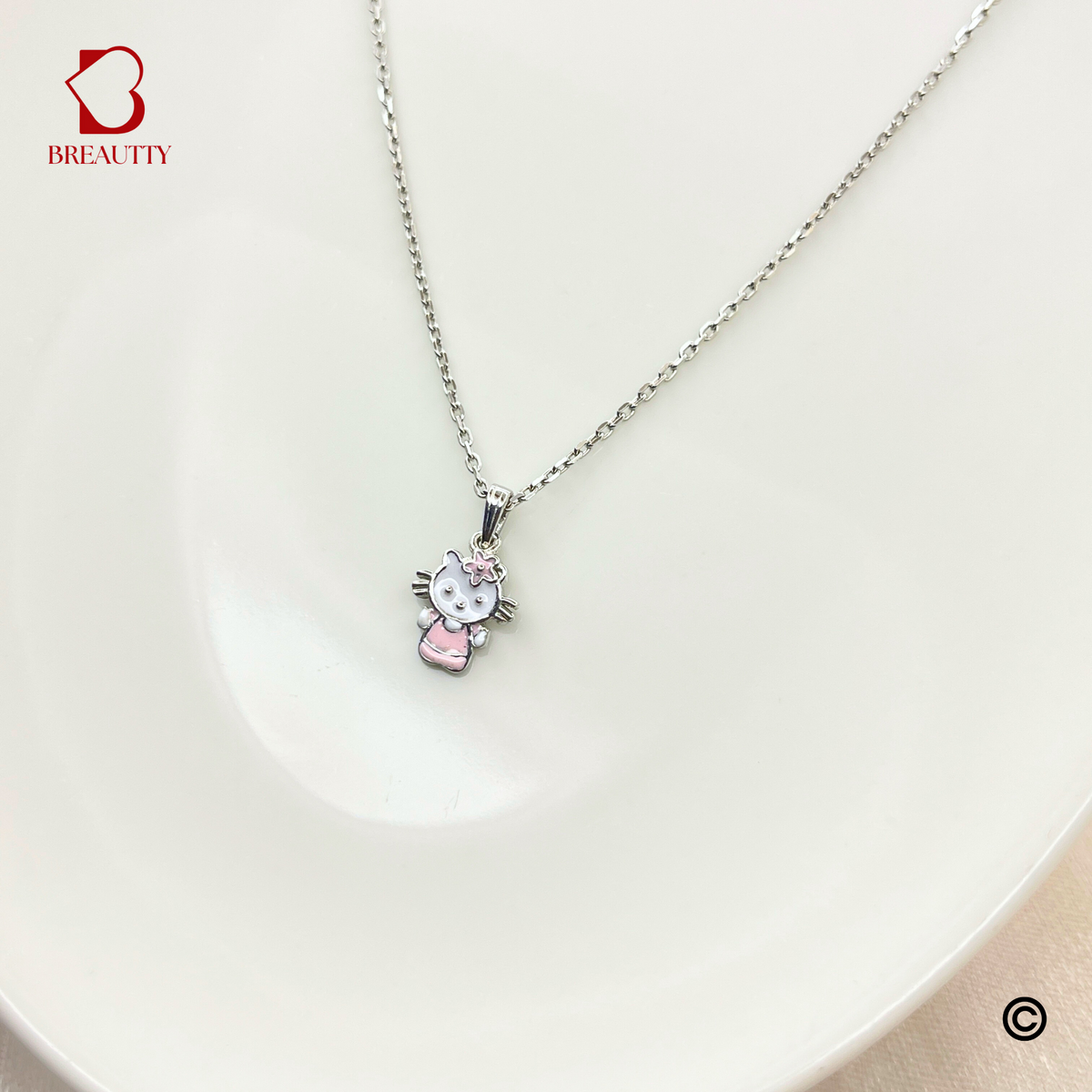 BREAUTTY 92.5 SILVER KITTY NECKLACE FOR LITTLE GIRLS – CUTE DAILY WEAR PENDANT