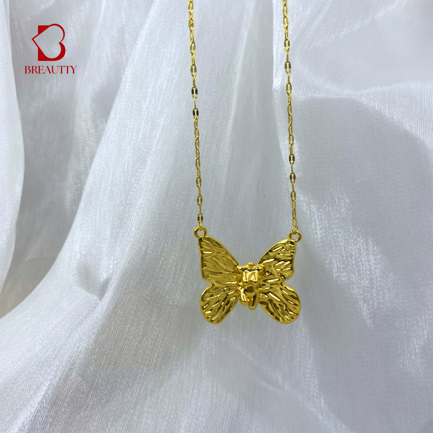 BREAUTTY WISH ANGEL 18K GOLD PLATED BUTTERFLY NECKLACE