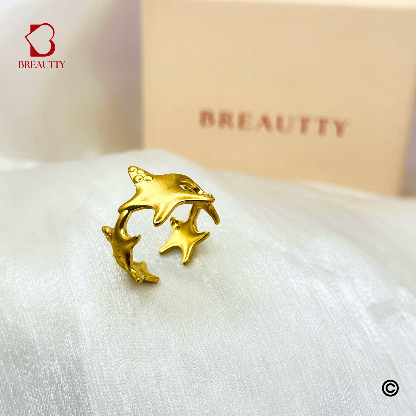 BREAUTTY  STARFISH CAROL 18K GOLD PLATED RING |ADJUSTABLE