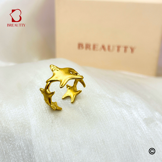 BREAUTTY  STARFISH CAROL 18K GOLD PLATED RING |ADJUSTABLE