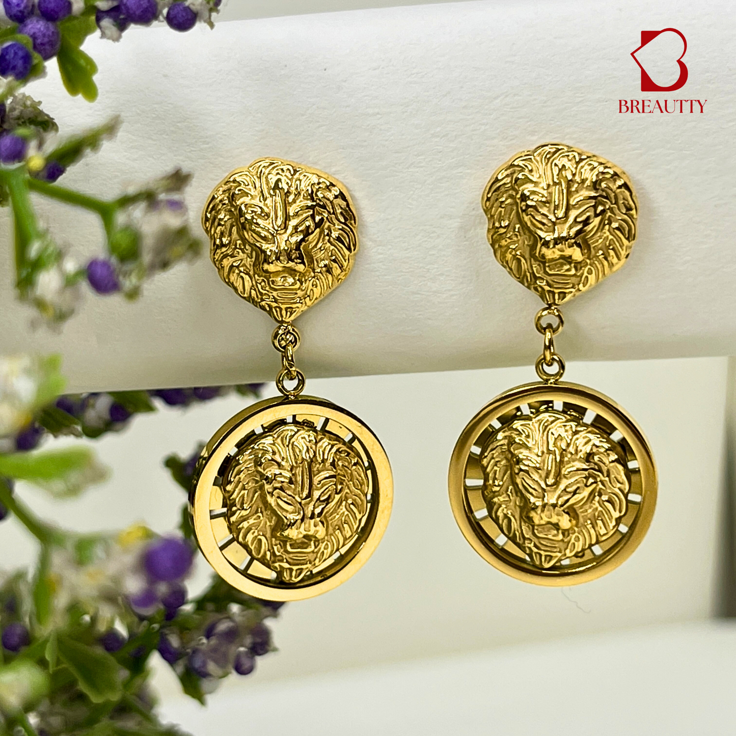 BREAUTTY 18K GOLD PLATED TIGER DESIGN EARRING