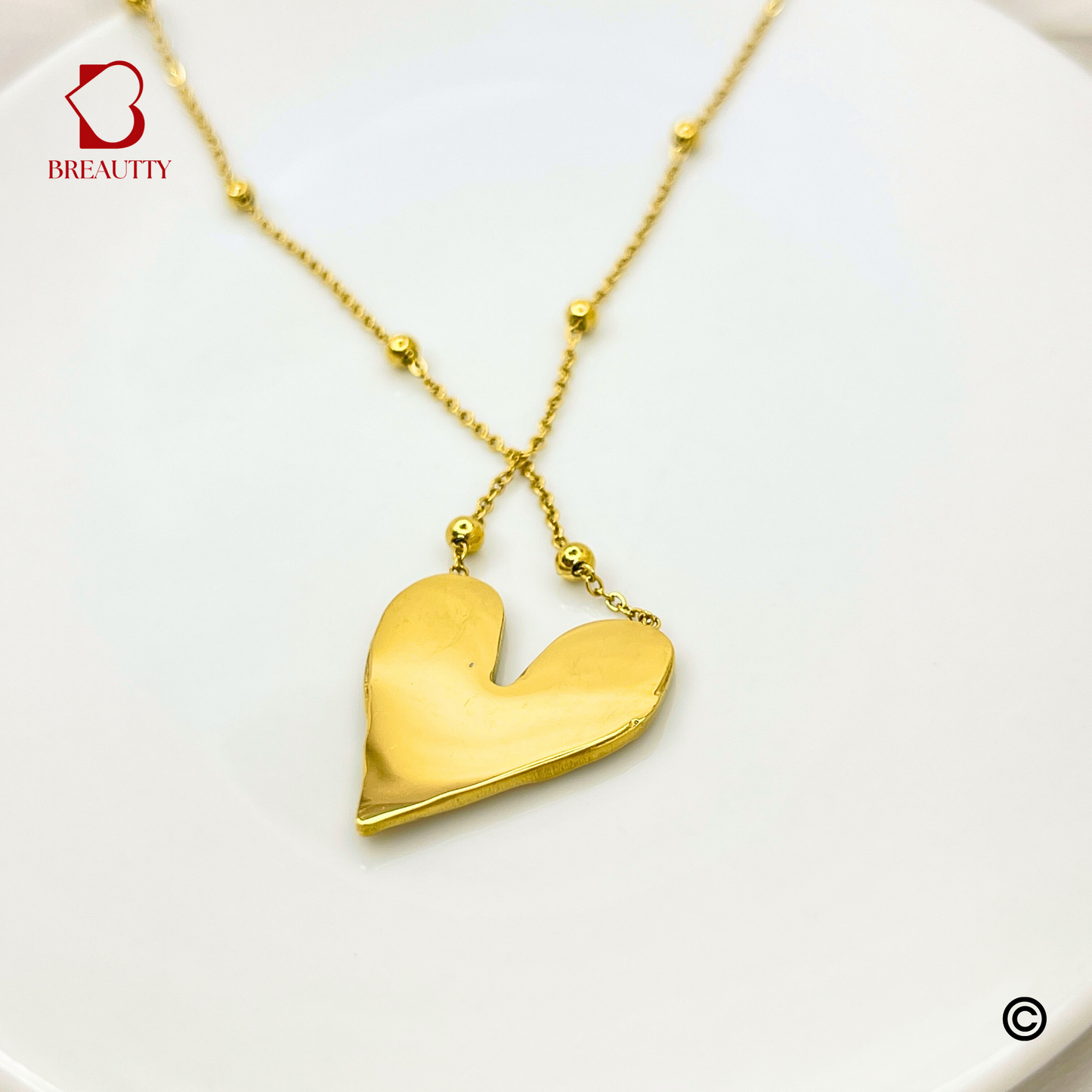 BREAUTTY 18K GOLD PLATED ROMANTIC HEART NECKLACE